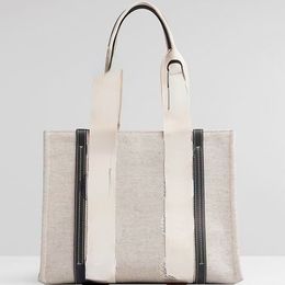 Desinger Shoulder Bags Letter Print Stripe Evening Bags Large Capacity Tote Canvas Female Japanese Casual Handbag Shopping Bag