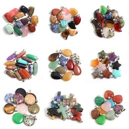 Mixed Shape Nacklace Pendants Natural Stone Charms Healing Fashion Beads For Jewelry Making Earring Gemstone