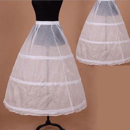 Simple Women A-Line Full Length 3 Hoops Petticoat Wedding Slips Crinoline Underskirt