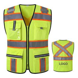 Motorcycle Apparel Size M-4XL High Visibility Safety Vest Reflective With Pockets And Zipper Strips Comply ANSI/ISEA StandardMotorcycle