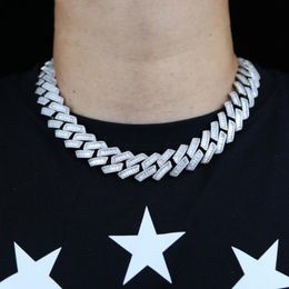 Chokers 19mm Miami Cuban Chain Heavy Necklace Wide CZ Band Gold Silver Color Iced Out Cubic Zirconia Necklaces Women Men Hip Hop JewelryChok