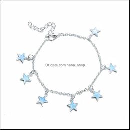 Anklets Jewellery Blue Colour Star Party Womens Fashion Female Metal Simple Ladies Gifts Drop Delivery 2021 Wtz1A