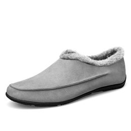 man pads UK - Slippers Men Leather Soft Rubber Bottom House Warm Winter Man Shoes Slipper Plus Thick Velvet Cotton-Padded Zapatillas