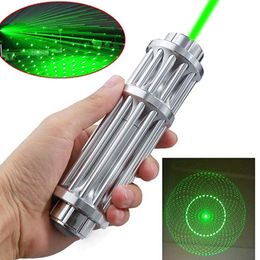 High Power Green Laser Pointer Silver 532nm 10000m Pen Lazer Focus Adjustable Burning match laser pen For hunting 220510