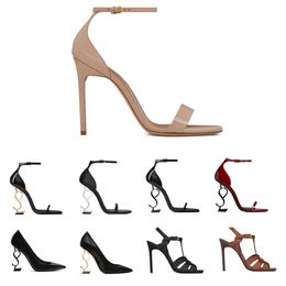 women Dress Shoes high heels leather Gold Tone triple black red luxury womens lady designer sandals Party Wedding Office pumps 10 cm