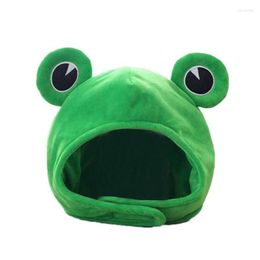 Cartoon Funny Adorable Plush Frog Hat Big Eyes Creative Animal Cosplay Costume Dress Up Headgear For Kids Adults Gift Beanie/Skull Caps Oliv