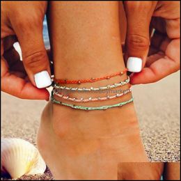 Women Fashion Anklets Chains Sandals Foot Colorf Braided Charm Summer Bohemian Beach Jewellery Ankle Bracelets Boho Drop Delivery 2021 P172T
