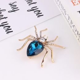 Pins Brooches Man Spider Insect Glass Fashion Women Crystal Exquisite Garment Accessory Activity Party Coat JewelryPins