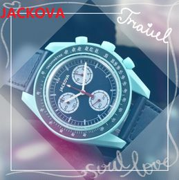 Luxury Mens Womens planet series Watches High Quality Sports Dweller Full Funtional Nylon Fabric Earth Space Moon Fashion Dress Red Grey Blue Quartz Wristwatches