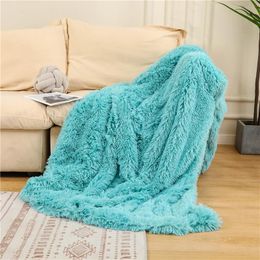 Blankets Long Plush Winter Throw Blanket Fluffy Furry Double-sided For Sofa Bed Hairy Warm Bedspread Birthday Gift