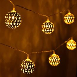 Strings Moroccan Globe LED Fairy String Lights Noel Decoration 2023 Year Decor Battery-Operated Garland 10MLED