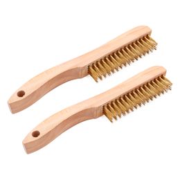 High Quality Copper Wire/ Steel Wire Cleaning Brush with Wooden Handle Rust Multifunction Brushes