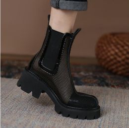 2022 neue design sommer frauen stiefeletten dicken absätzen frauen schuhe frauen coole stiefel net stiefel