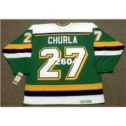 Chen37 Mens #27 SHANE CHURLA Minnesota North Stars 1989 CCM Vintage RETRO Hockey Jersey or custom any name or number retro Jersey