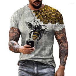 Men's T Shirts Summer 2022 Men's Classic Design T-Shirt Outdoor Bee Print Animal Love Short Sleeve Street Casual