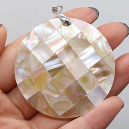 Pendant Necklaces Mother Of Pearl Big Round Reiki Heal Natural Sea Shell Pendants For DIY Retro Necklace Earring Jewelry Accessories 50x50mm