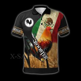 Men's Polos Love Beautiful Mexican Rooster 3D Full Printed Men Women Thin Shirt Collar Short Sleeve Street Wear Casual Tee-4Men's Men'sMen's