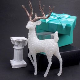 Christmas Decorations Forest Elk Crystal Deer White Flash Cake Dessert Table Decor Merry For Home 2022 Kids Naviidad GiftsChristmas