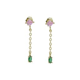 New design gold earring with green pink white cz paved tassel chain dangle earrings for women girl jewelry drop ship