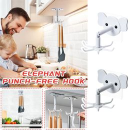 Hooks & Rails Punch-free 360° Rotated Portable Oversized Weighing Hook Kitchen Utensils Waterproof Non-marking Stickers Hanger Bathroom Rack