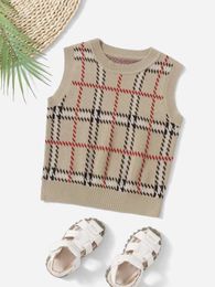 Toddler Boys Plaid Pattern Sweater Vest SHE