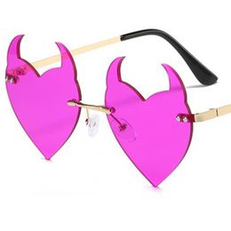 Personality Little Devil Sunglasses Unisex Rimless Sun Glases Funny Eyewear Anti-UV Spectacles Masquerade Eyeglasses Adumbral