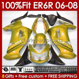 OEM Bodywork For KAWASAKI NINJA ER6 650 R ER 6 F 650R ER-6F 2006 2007 2008 Body 139No.130 ER 6F 650-R Frame ER6F 06 07 08 650R-ER6F 06-08 Injection Mould Fairing glossy golden