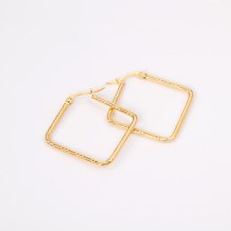 Hoop & Huggie Earrings Jewellery 30mm Rolled Square Stainless Steel Hypoallergenic Fashion Gold/Silver Colour For Women/Girls Party