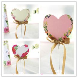 Party Decoration 5pcs/lot Table Standing Cards Wedding Colourful Round & Heart With Ribbon Stand Number Card Memo Clip StickersParty