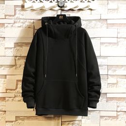 Japan Style Casual ONeck Spring Autumn Black Hoodie Sweatshirt MenS Thick Fleece Hip Hop Skateboard Streetwear Clothes 220714