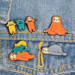 school brooch UK - Pins Brooches Slow Life Sloth Metal Enamel Students School Bag Backpack Badges Cute Bags Accessories Kirk22