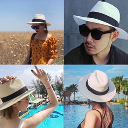 Berets Summer Hat Adjustable Classic Panama Handmade In Ecuador Sun Hats For Women Man Beach Straw Men UV ProtectionBerets