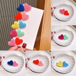 Girl Stripe Love Barrettes Cute Children's Hairpin Candy Color Hair Side Clip Color Headdress Accessories