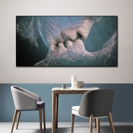 Abstract Kiss Wallpaper Print on Canvast Painting Nordic Hoom Decor Wall Art Picture For Living Room Home Decoration Frameless