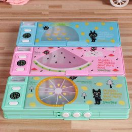 Learning Toys Multifunction Pencil Box Case With Coded Lock Magnetic Closu Two Side Holder Pencil Case Kids Boy Girl Gift School Stationery T220830