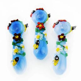 Cool Colourful Flower Pipes Pyrex Thick Glass Handmade Dry Herb Tobacco Bong Handpipe Oil Rigs Innovative Luxury Decoration Smoking Holder DHL Free