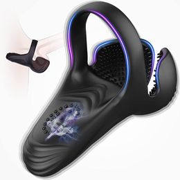 3 in 1 Vibrator Penis Perineum sexy Toys for Men Silicone Cock Rings Testicle Trainer Scrotum Stimulator Massager Cockring