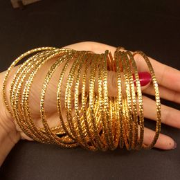 10 Pieces Wholesale Womens Bangle Thin Bracelet 18k Yellow Gold Filled Classic Thin Unopenable Jewellery Gift Dia 65mm,2mm Wide