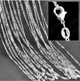 10pcs/Lot 2mm Figaro Chains 925 Sterling Silver Jewellery for DIY Necklace Chain with Lobster Clasps Size 16 18 20 22 24 26 28 30 Inch