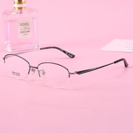 Fashion Sunglasses Frames Prescription Glasses Pure Titanium Rim Vintage Semi-Rimless Frame Women Optical 6650Fashion