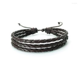 Charm Bracelets Fashion 3 Layer Black Brown Leather Bangle Handmade Rope Braided Woven Bracelet For Women Men Wholesale 2022CharmCharm Lars2