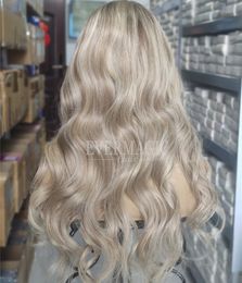 Deep Part Lace Front Wigs Balayage ombre Ash white Blonde Super Natural Hair Line Celebrity Style