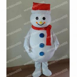 Halloween Red Hat Snowman Mascot Costume Top quality Christmas Fancy Party Dress Cartoon Character Suit Carnival Unisex Adults Outfit