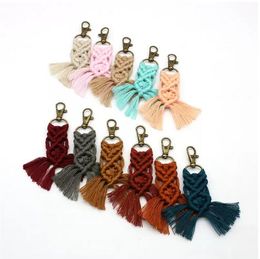 Macrame Keychains Boho Key chains with Tassels Handmade Key rings for Car Key Purse Phone Wallet Wedding Gifts