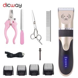 Dicway Pet Hair Trimmer Kit Professional Rechargeable Cat Animal Hair Clipper For Dog Remover Grooming Shaver Dogs Hair Clippers 220423
