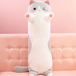Cute Cartoon Cat Stuffed Doll Giant Soft Animal Kitten Plush Toy Sleeping Pillow for Girl Children Gift 59inch 150cm DY10050