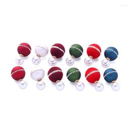 Stud Colours Sweet Acrylic Pearl Pom Ball Double Side Earrings Wholesale Fashion Piercing BrincosStud Kirs22