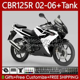 White black Bodywork +Tank cover For HONDA 125CC CBR-125R CBR 125 R CC CBR125R 02 03 04 05 06 Body 124No.64 CBR-125 CBR 125R 2002 2003 2004 2005 2006 CBR125RR 02-06 Fairing