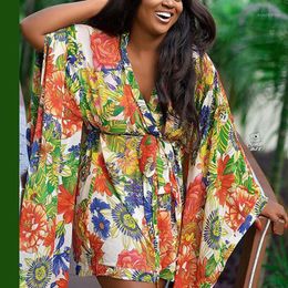 Casual Dresses African Ladies Arrivals 2022 Printed Long Sleeve V Neck Loose Knee Length Fashion Elegant Vestido Mujer Midi
