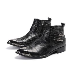 Mens Shoes High Quality Luxury Men Boots Genuine Leather Platform Sneakers Fashion Dress Brogue Boots